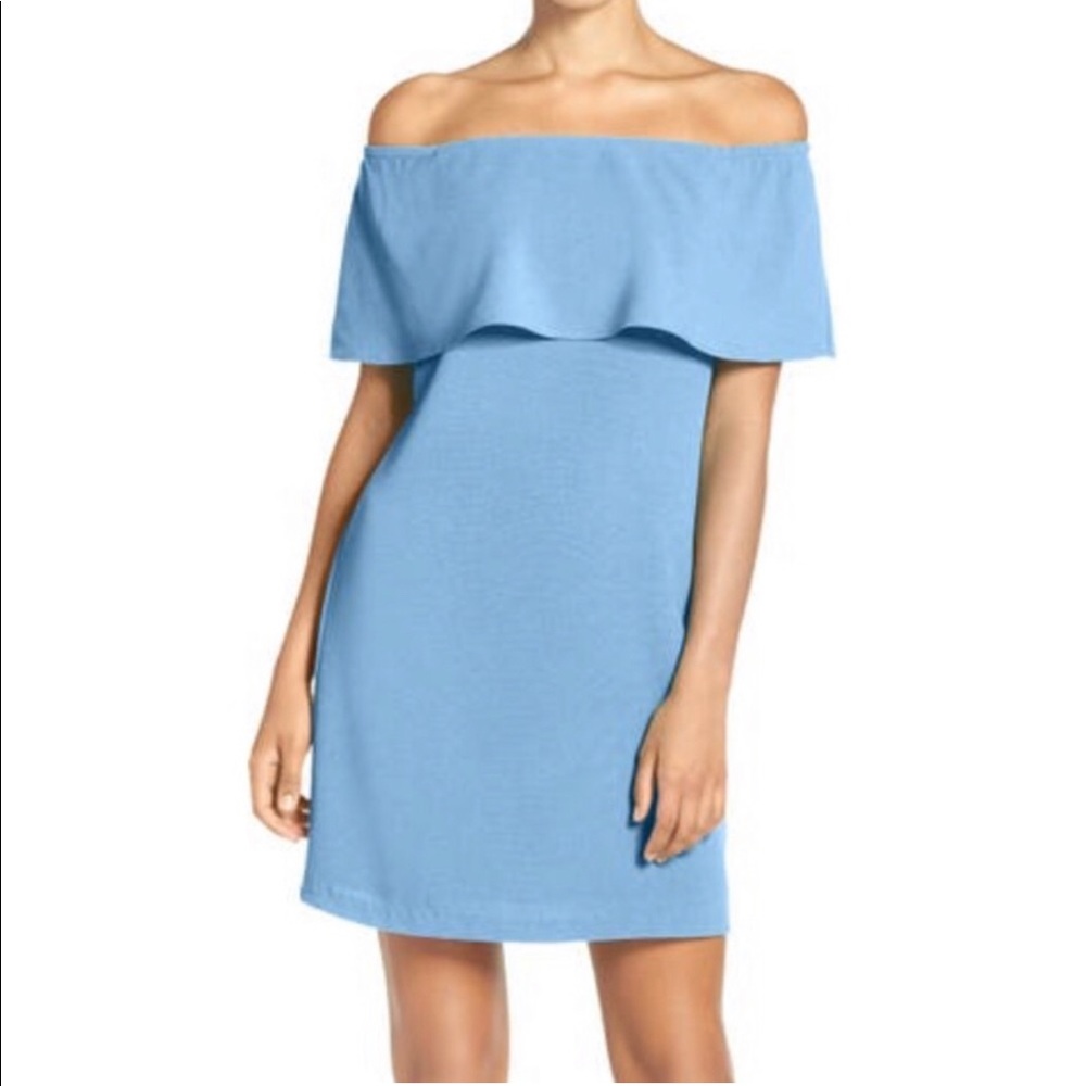 CHARLES HENRY Off The Shoulder Light Blue Dress XS